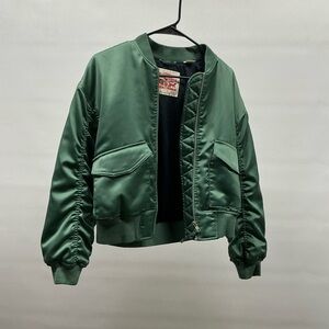 Levi's Sage Green Satin Bomber Jacket